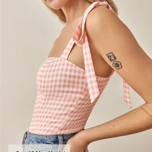 Reformation Ellora Top Blush Check - Size 8